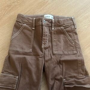 Abercrombie Kids High Rise Wide Leg Brown Pants